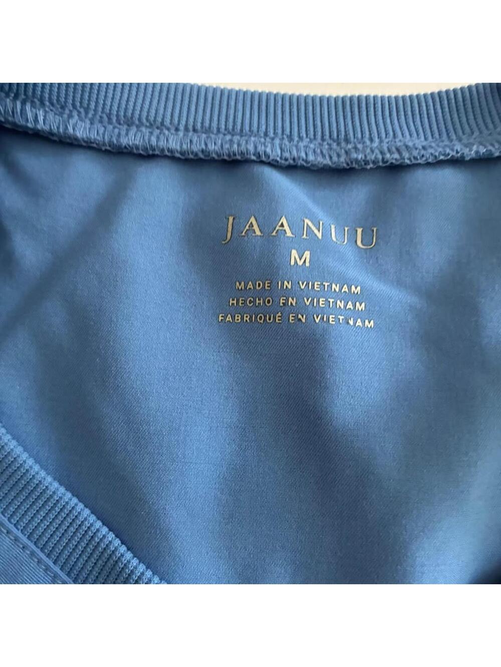 Jaanuu Scrub Set Medium Ceil Blue V Neck Top Jogger Pants Nursing Uniform - Picture 3 of 9